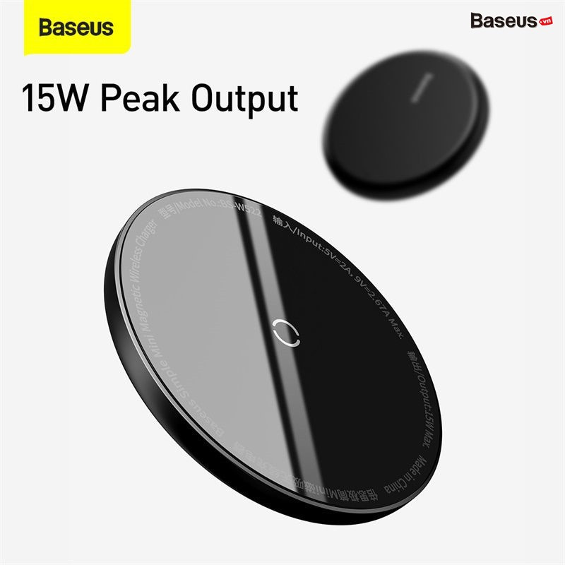 Đế sạc không dây nam châm Baseus Simple Mini Magnetic Wireless Charger - hàng chính hãng