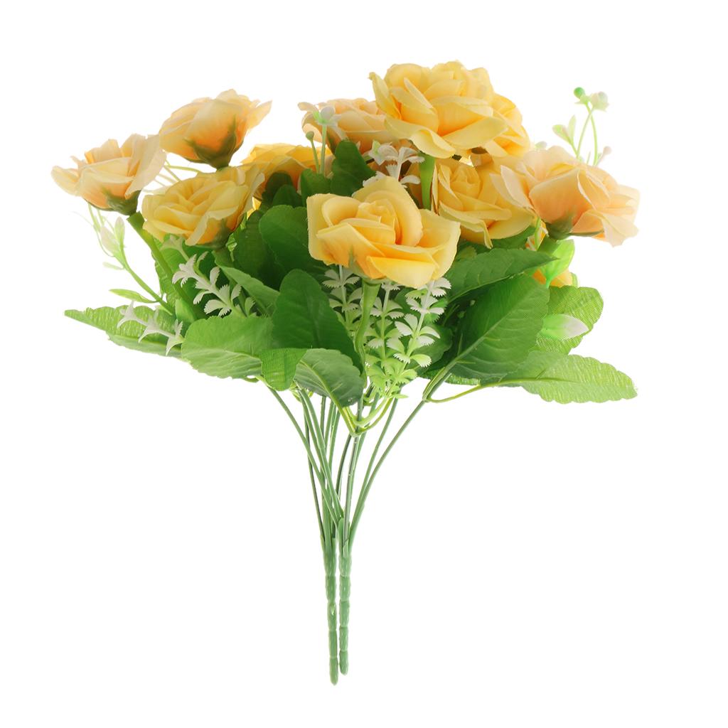 2 Piece Artificial Silk Rose Flower Bouquet Plant Wedding Decor
