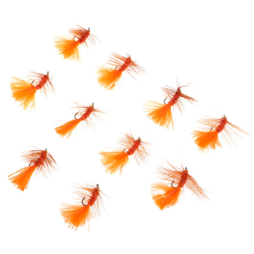 10pcs 1.6''Orange Wooly Bugger Flies Bead Head Nymph Flies Insects Wet Flies