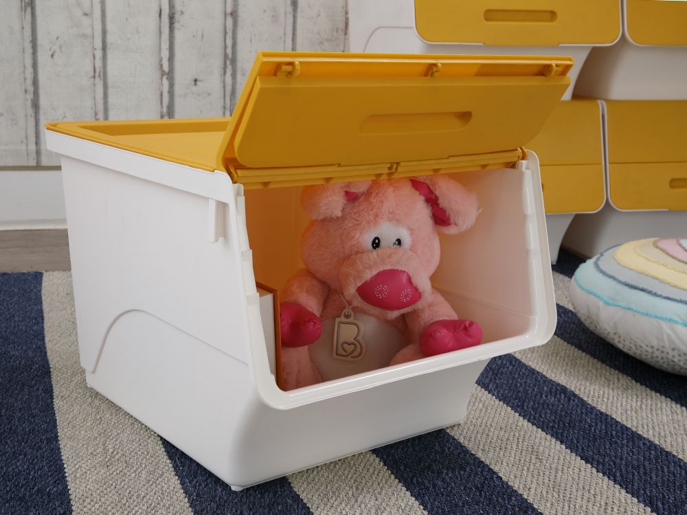 Thùng lưu trữ đa năng 34 lít OTELLO chất liệu nhựa PP trắng, nắp vàng, kích thước 45x38x31cm | Index Living Mall | Nhập khẩu Thái Lan