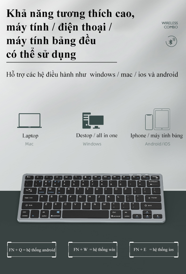 Bàn phím không dây Newmen BT713 - Hàng Chính Hãng