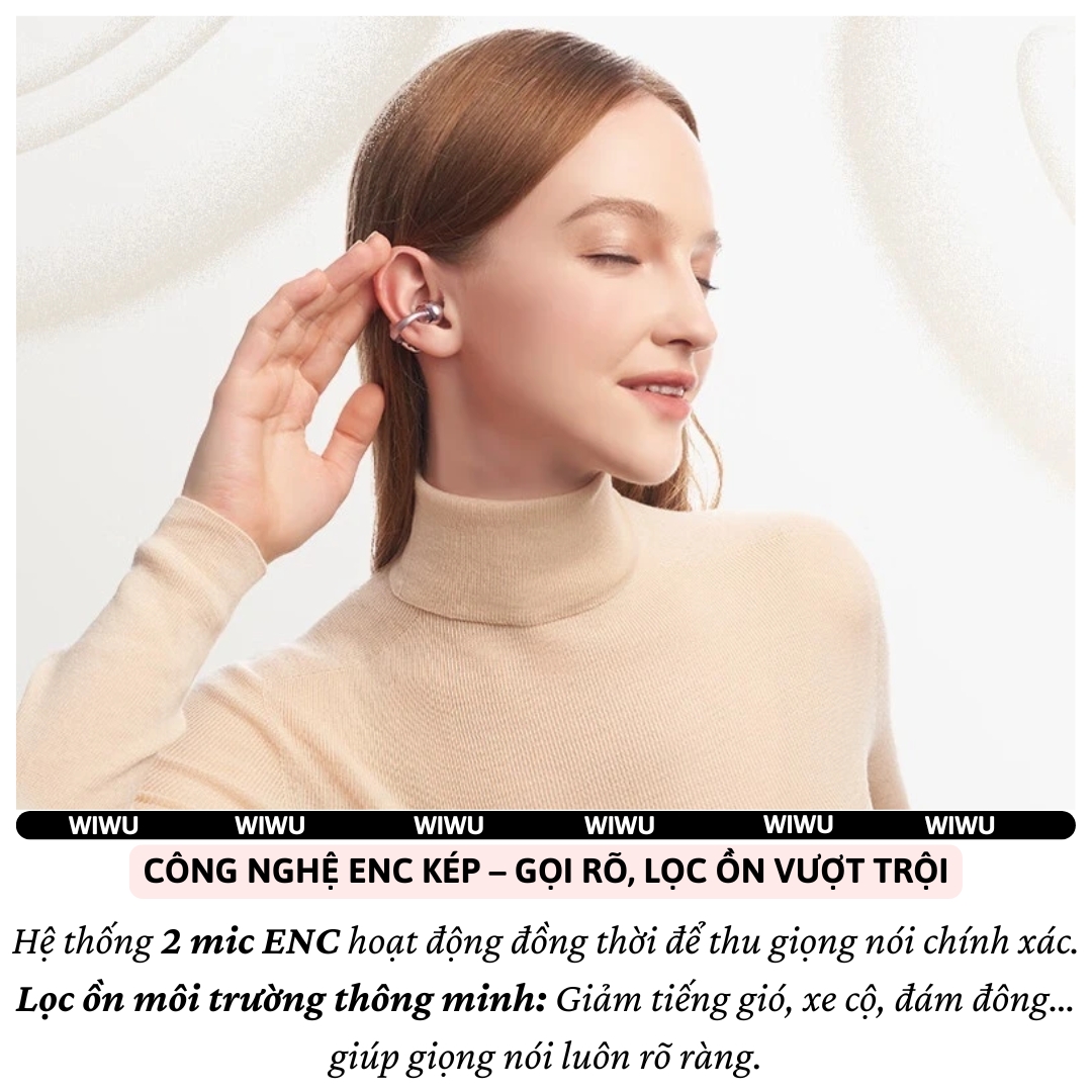 Tai nghe phiên dịch AI RealTalk Translation đa ngôn ngữ ENC kép lọc ồn WIWU OWS Ai305 - Bluetooth 6.0, dịch thời gian thực, Âm Thanh 360°, Directional Sound Transmission, Dynamic Bass 9 &amp; Surround Sound 9 - Hàng nhập khẩu