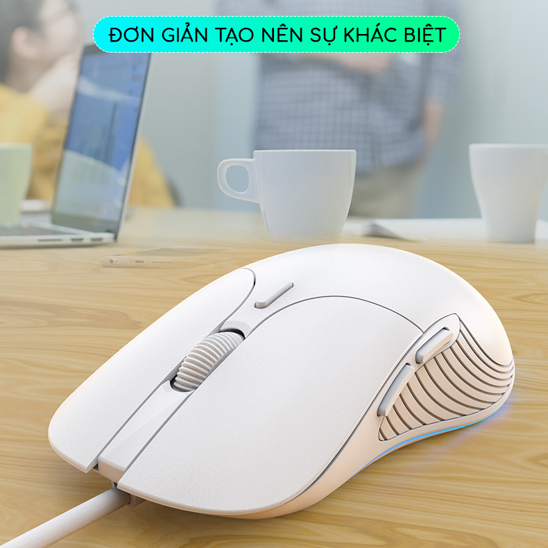 Chuột máy tính gaming Sidotech PB1 bản có dây 4800 DPI điều chỉnh 3 cấp độ thiết kế công thái học ôm tay có viền chống trượt có LED 4 màu cấu trúc tắt âm click phù hợp chơi game và làm việc văn phòng - Hàng chính hãng