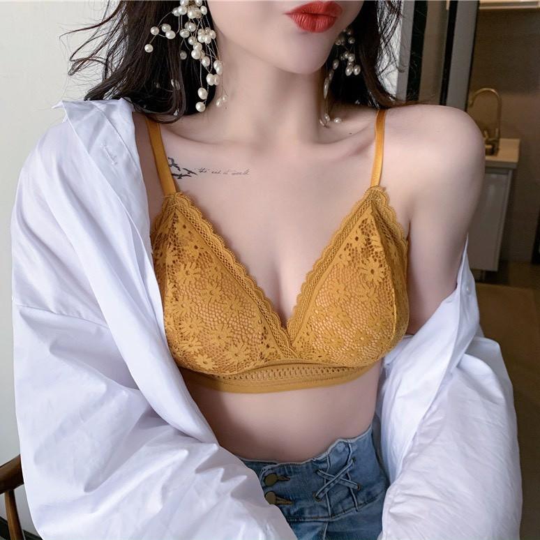 Áo Lót Bra Ren Hoa Mút Mỏng Cài Sau 7338