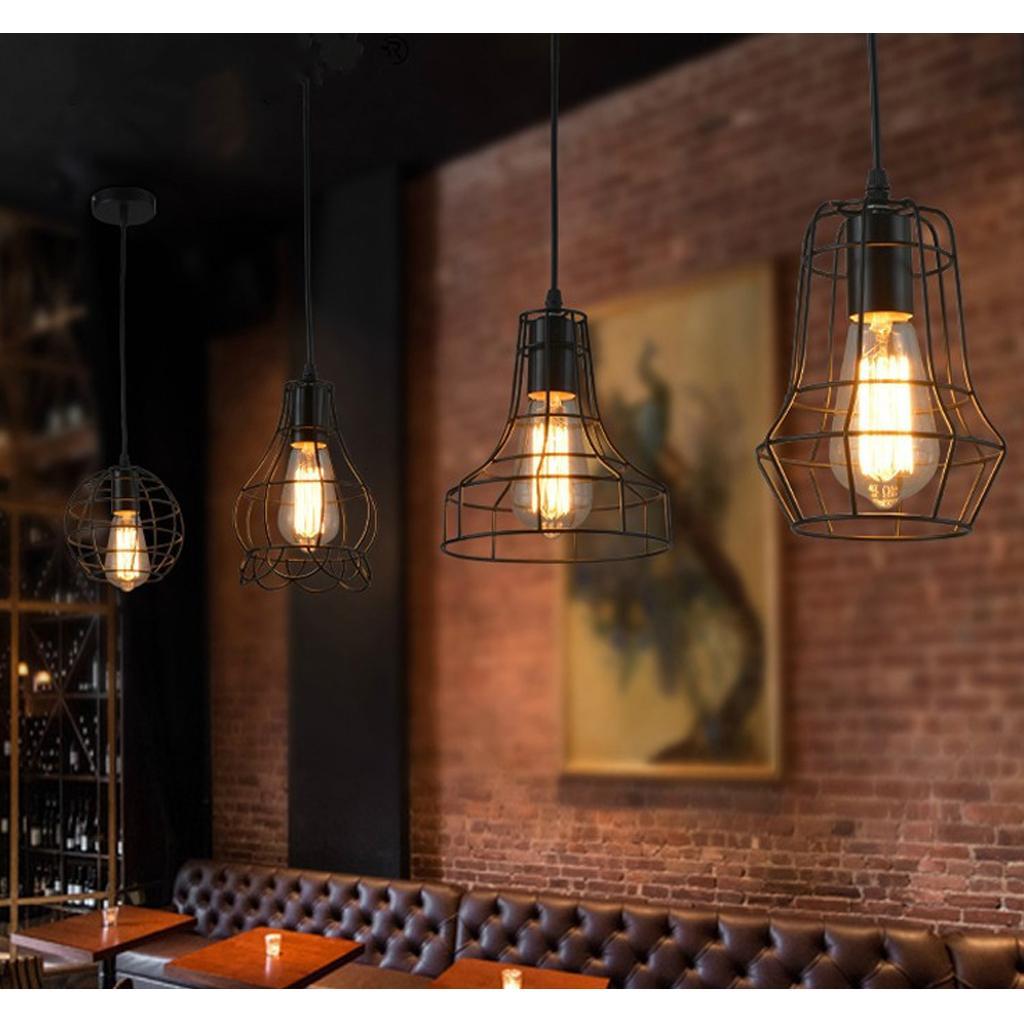 2pcs Vintage Metal Guard Pendant Light Bulb Cage Ceiling Hanging Lampshade