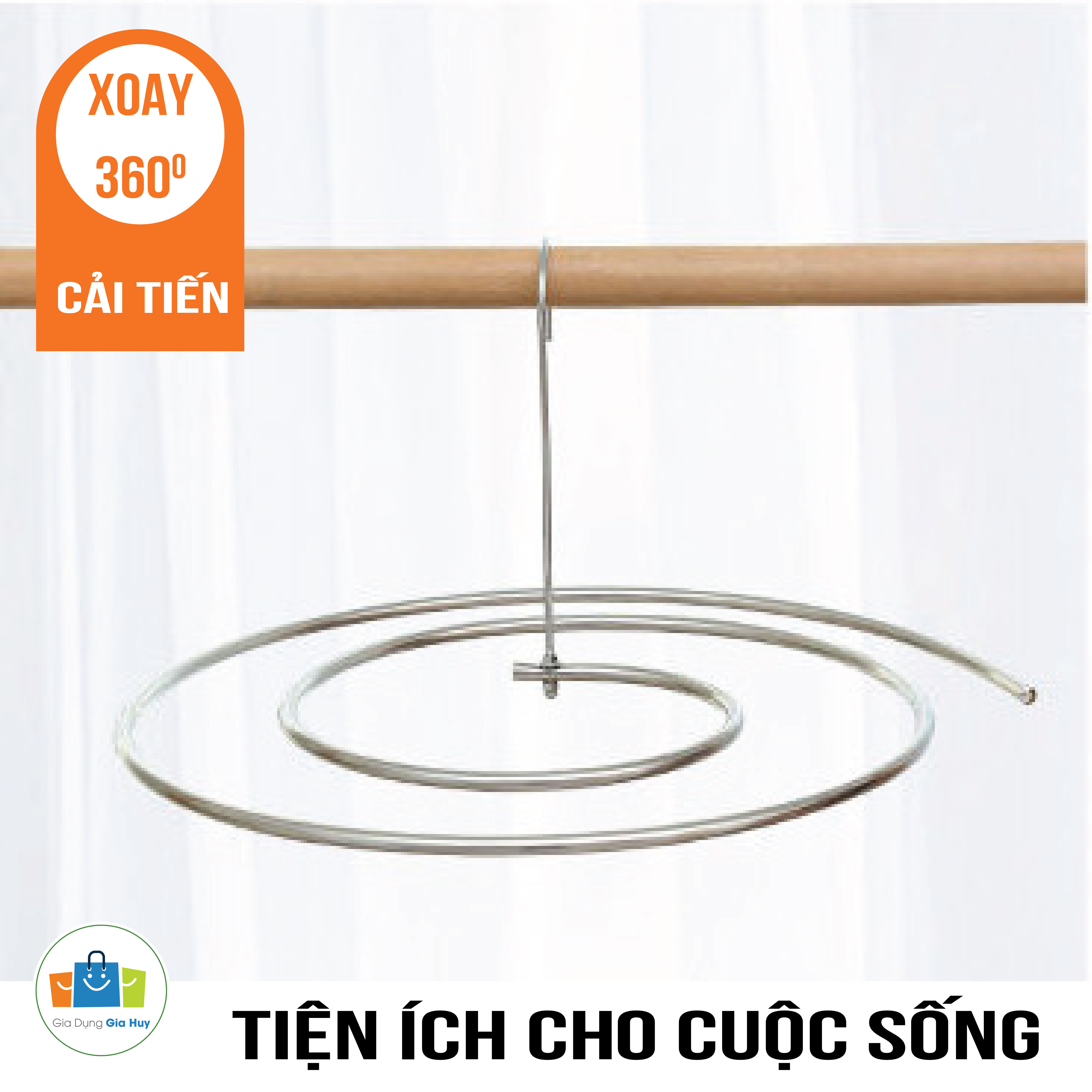 Móc phơi chăn hình tròn bằng INOX 304  không rỉ tiện lợi dang xoắn, móc treo chăn mền chịu lực cao