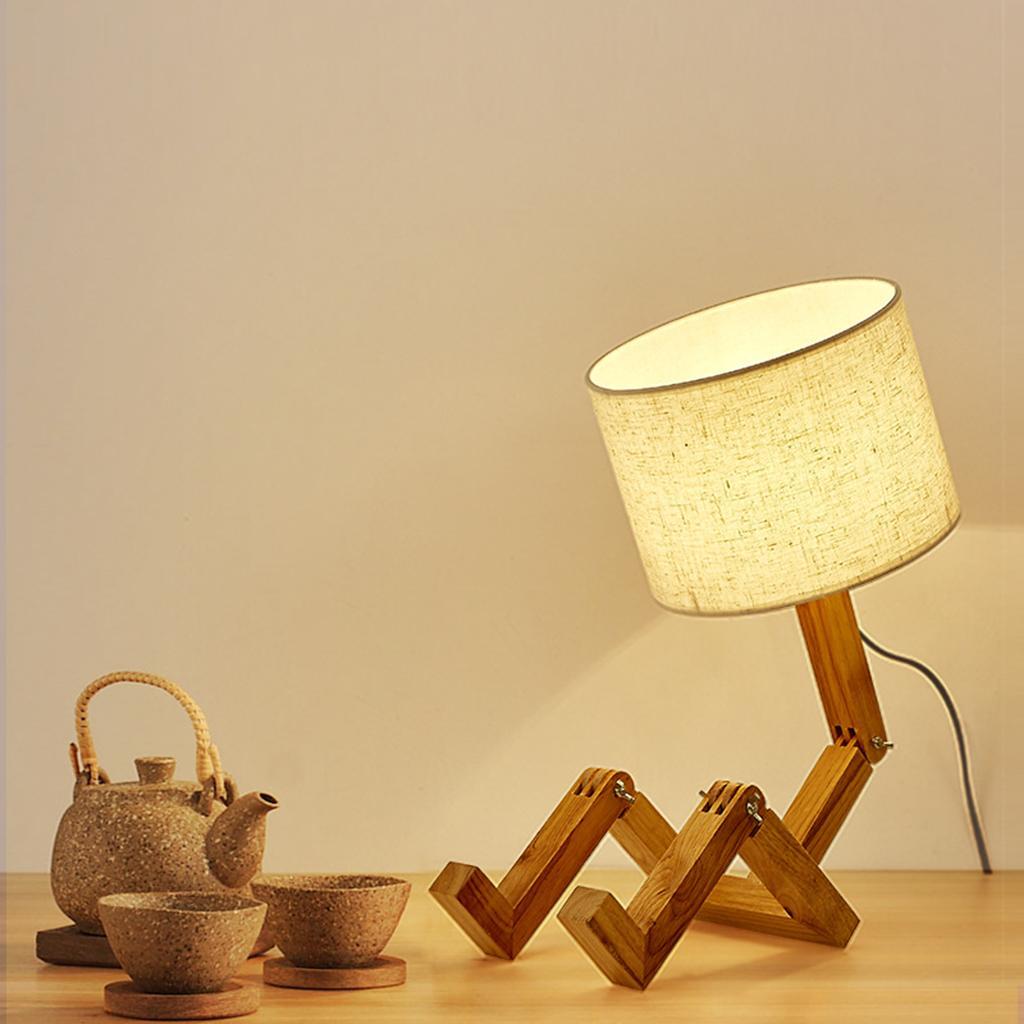 Table Lamp Adjustable Arm Reading Light Bedside Lamp w/Fabric Shade