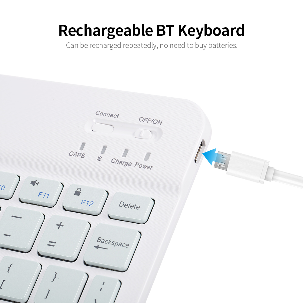 Bàn Phím BT Không Dây 10 Inch Có Thể Sạc Lại Nhiều Màu Sắc Cho Máy Tính Bảng Điện Thoại Di Động