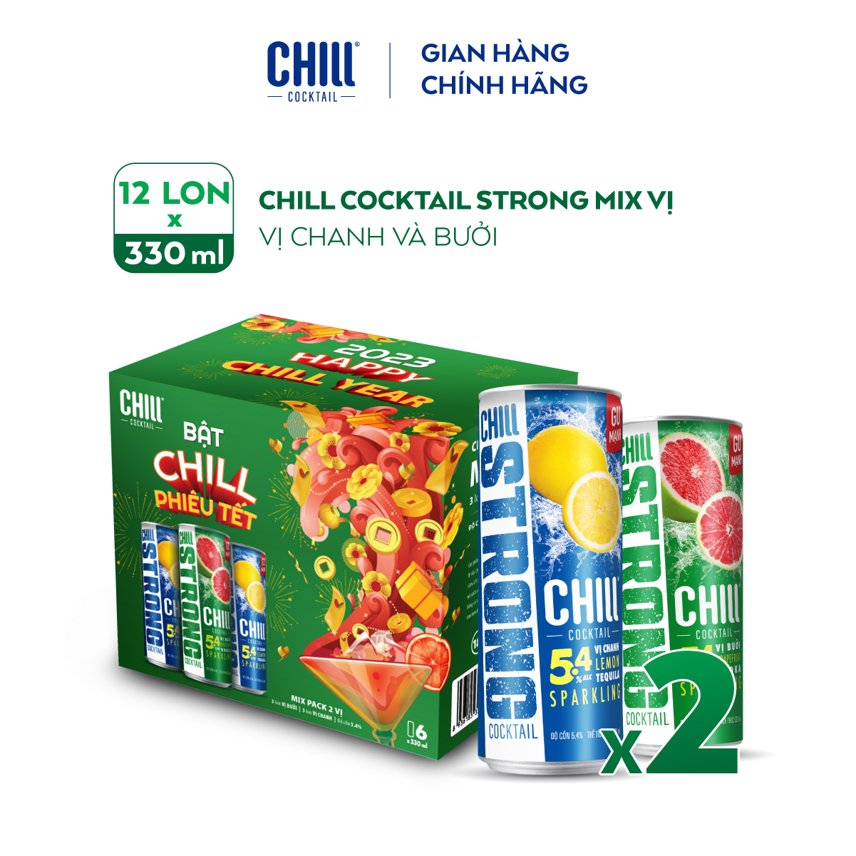 Combo 2 thùng 6 lon Chill Cocktail Strong mix vị (12lon x 330ml)