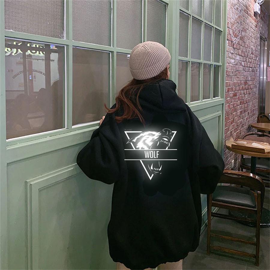 Áo Hoodie Vải Nỉ Phản Quang Nam Nữ Sói 2