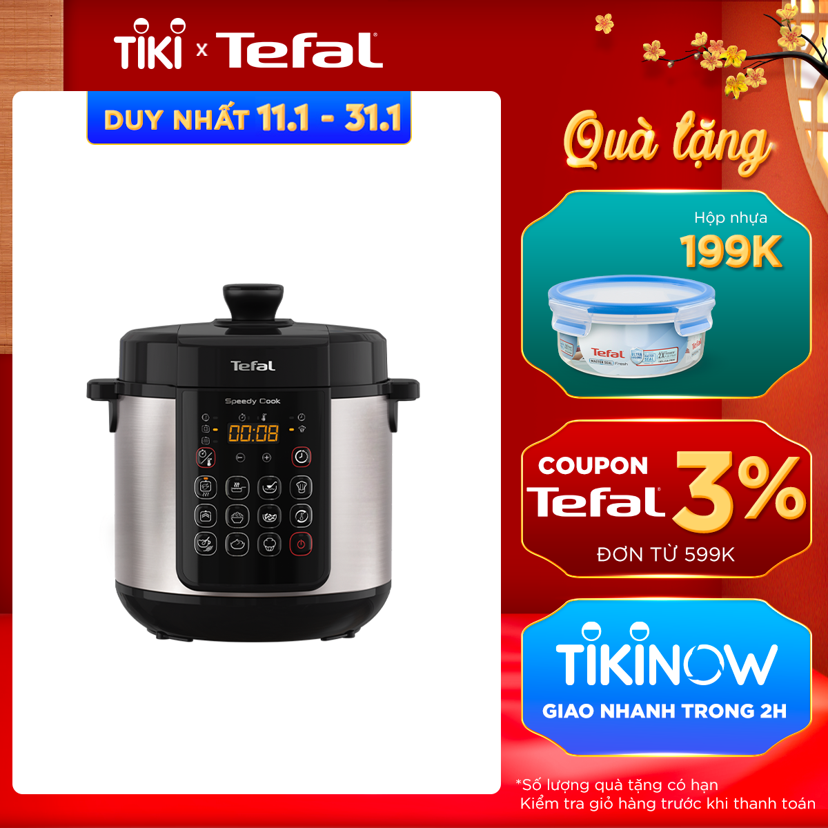 Nồi áp suất điện đa năng Tefal Speedy Cook 5L CY222D68 - Hàng chính hãng