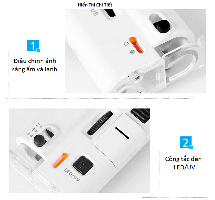 Kính lúp kẹp điện thoại có đèn led trợ sáng cao cấp (Thấu kính quang học độ phóng 60-100 lần, hình ảnh sắc nét, rõ ràng)- (Tặng 2 nút kẹp cao su giữ dây điện-màu ngẫu nhiên)