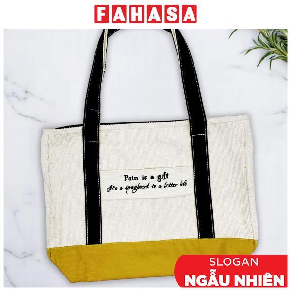 Túi Vải Tote Thêu Chữ - Size M - Saigon ZeroWaste - Mẫu 1 (Slogan Ngẫu Nhiên)