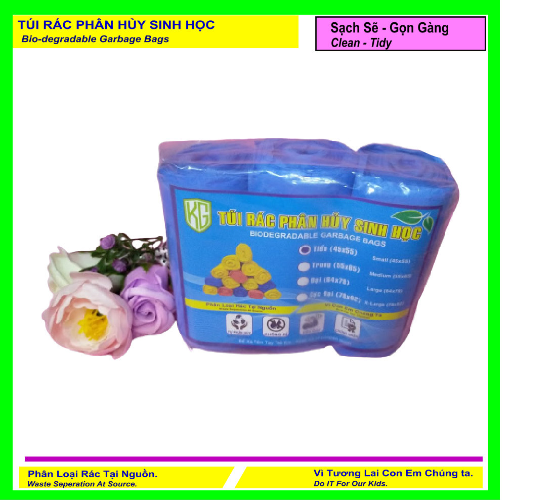 Set 10 Kí Bao Rác Tự Hủy Sinh Học - Phân Hủy Sinh Học - Dạng Cuộn - 4 Size - MÀU XANH BIỂN / Set 10 Kilograms Of Bio-degradable Trash Bags - In Rolls - 4 Sizes - COLOR BLUE