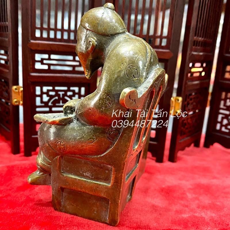 Tượng ông quản gia , quản tài chiêu tài tụ Lộc bằng đồng cao 9cm