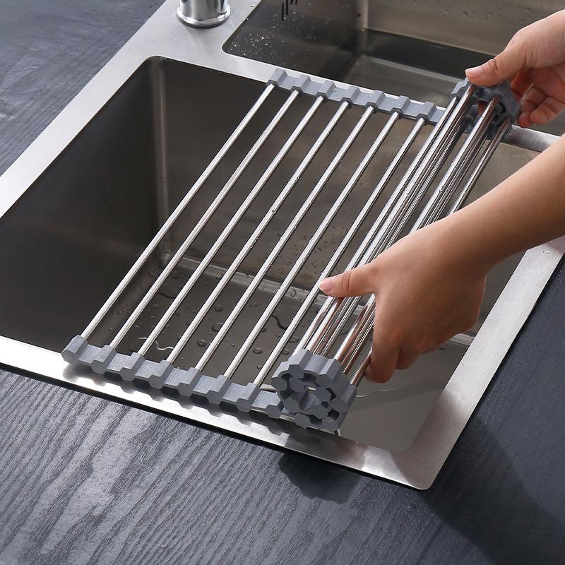 Cuộn Lên Món Ăn Phơi Gấp Gọn Đa Năng Chống Gỉ Món Ăn Drainers Trên Bồn Rửa Cho Phụ Kiện Nhà Bếp Nhà Tổ Chức Khay