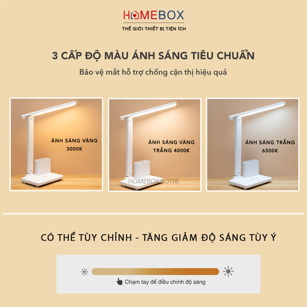 Đèn Bàn Học LED USB Di Động Cao Cấp Có Thể Gấp Gọn, Đèn Học Để Bàn  03 Chế Độ Ánh Sáng Vàng Bảo Vệ Mắt Chống Cận Thị, Cảm Ứng Có Pin Tích Điện