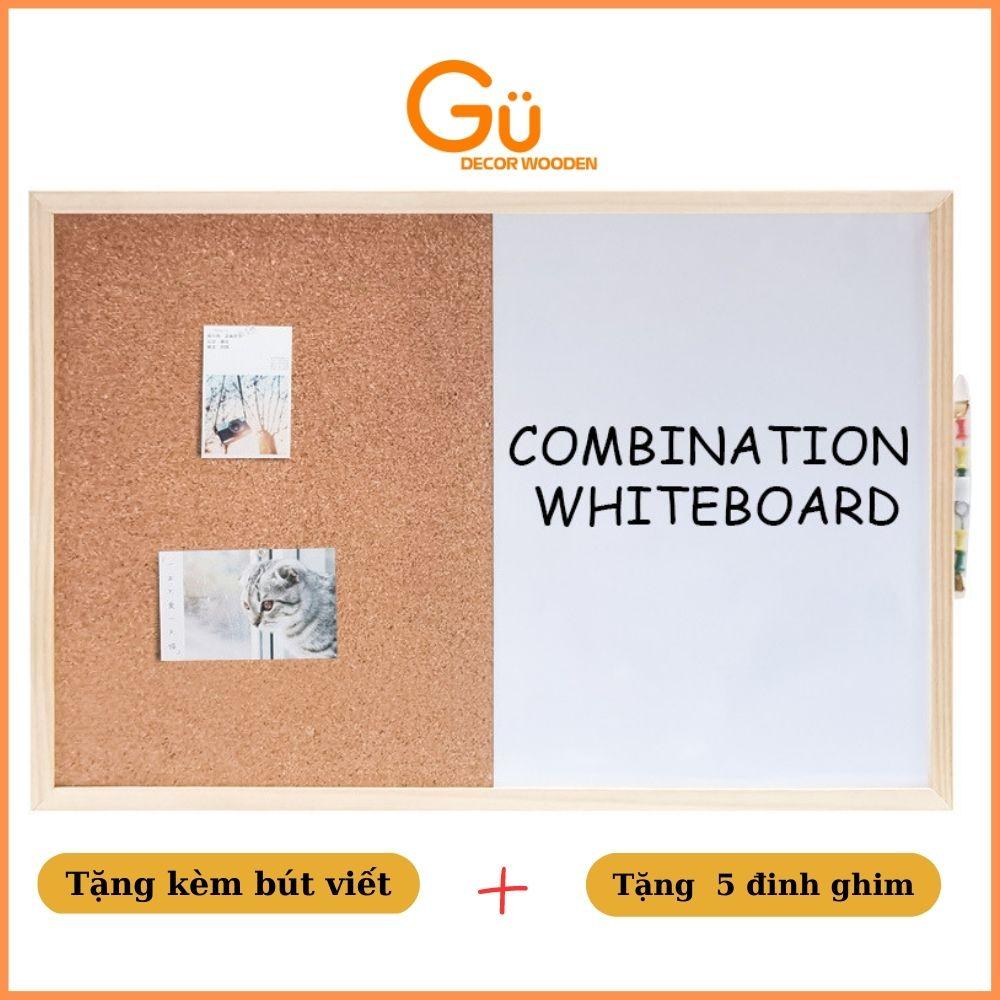 Bảng ghim gỗ bần, bảng viết bút lông nam châm giấy note ghim tài liệu treo ảnh postcard trang trí