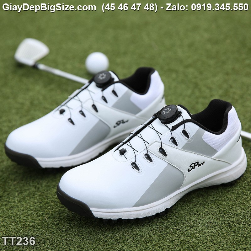 Giày chơi gôn, giầy tập Golf cỡ lớn 45 46 47 48 cho nam cao to chân ú bè. Big size golf shoes for wide feet