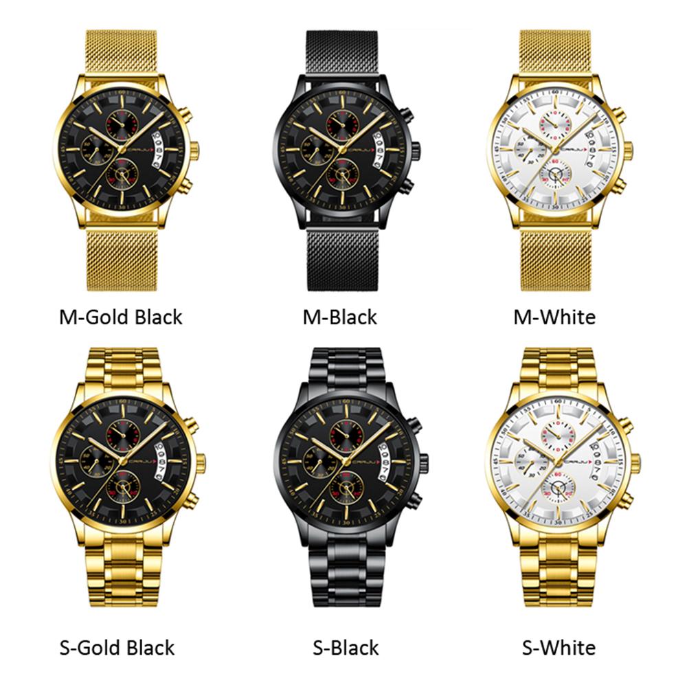 Đồng hồ đeo tay nam CRRJU 2261 Man Quartz phát sáng Chronograph-Vàng đen-Thép