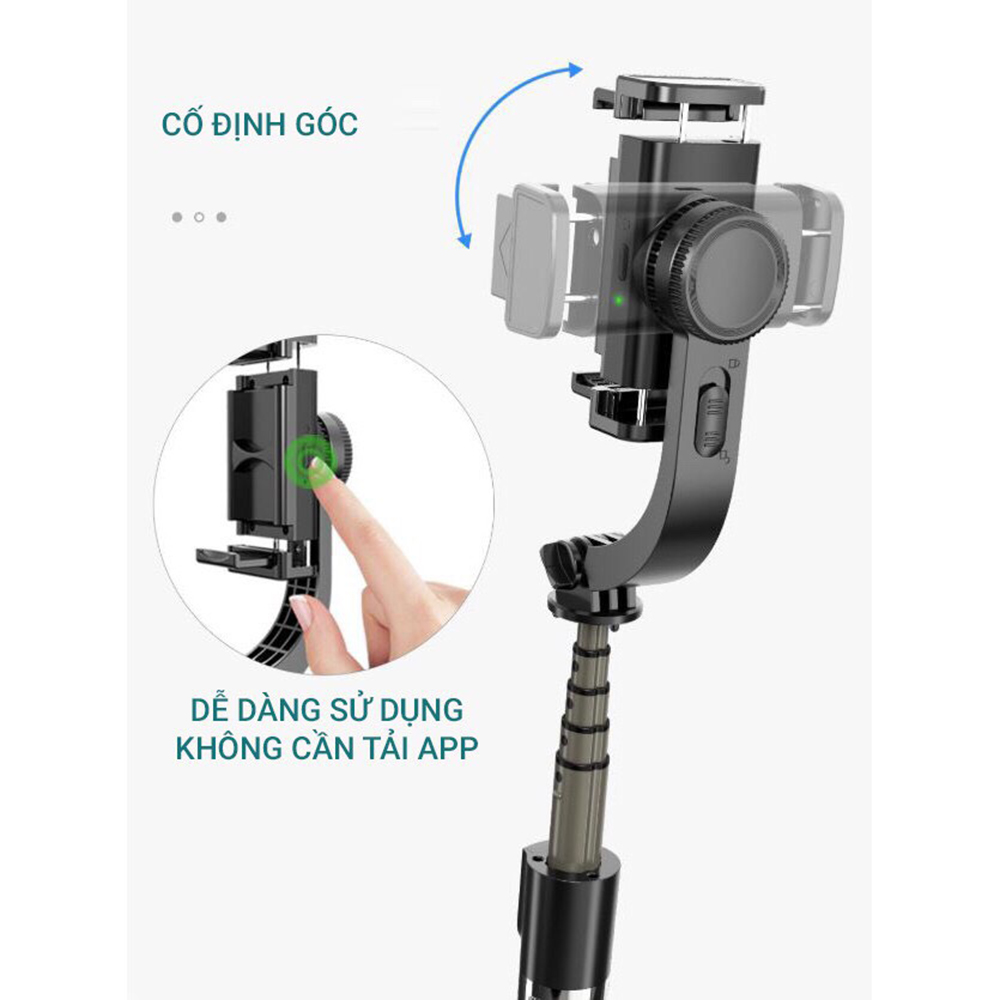 Gậy tự sướng chống rung L08 kiểu gimbal tripod dùng cho điện thoại, selfie chụp ảnh bằng remote Bluetooth 4.0 - Hàng chính hãng
