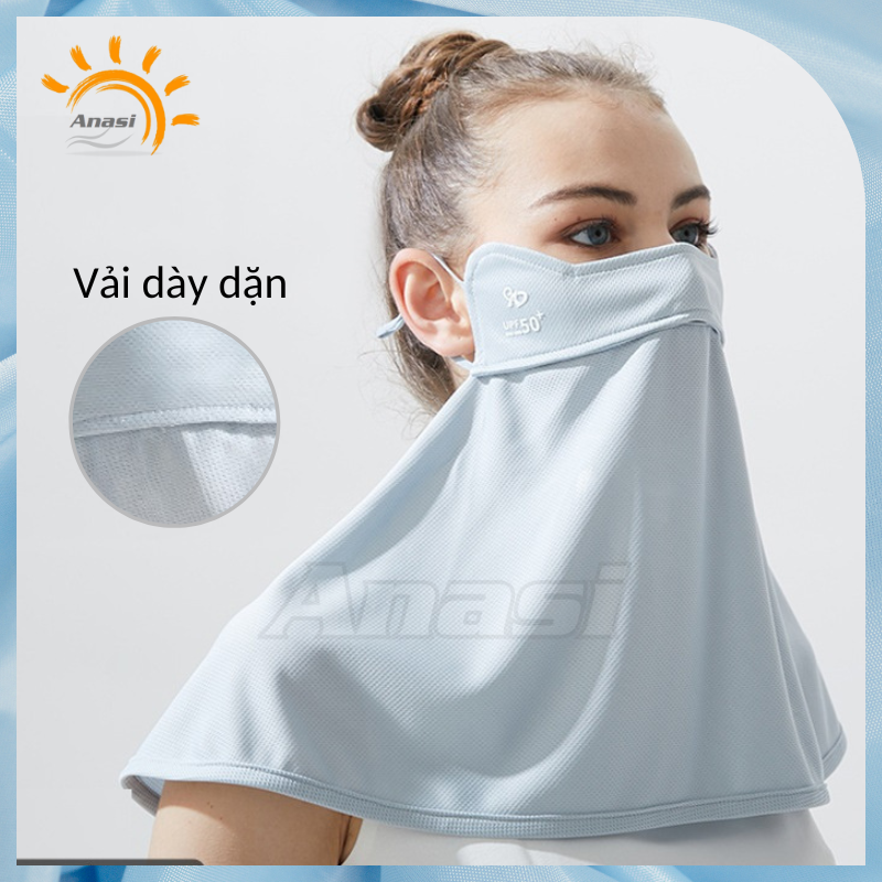 Khẩu trang chống tia UV - VẢI DÀY - Anasi D58 che kín cổ vai gáy