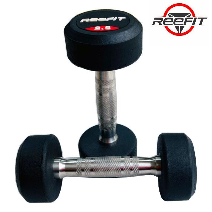 Bộ 2 tạ tay cao su Reefit 2.5kg màu đen (gồm 2 tạ 2.5kg, tổng 5kg)