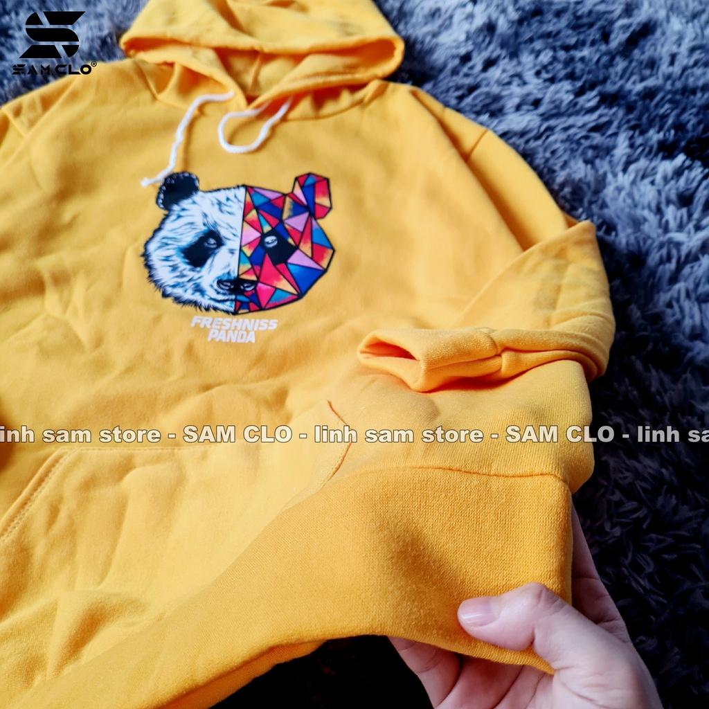 Áo khoác nỉ nữ SAM CLO hoodie chui có mũ NỈ 1 LỚP tay dài thu đông freesize dáng unisex in hình đầu gấu chữ PANDA