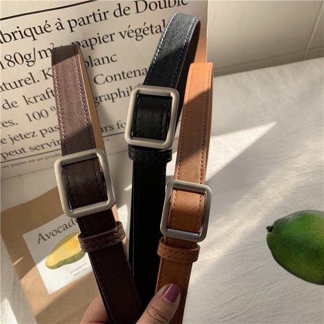 DÂY THẮT LƯNG DA NAM NỮ ULZZANG , DÂY NỊT DA, BELT DA  BẢN NHỎ 2,5Cm DÂY NỊT ULZZANG MẶT CHỮ NHẬT STYLE HÀN QUỐC XỊN ĐẸP