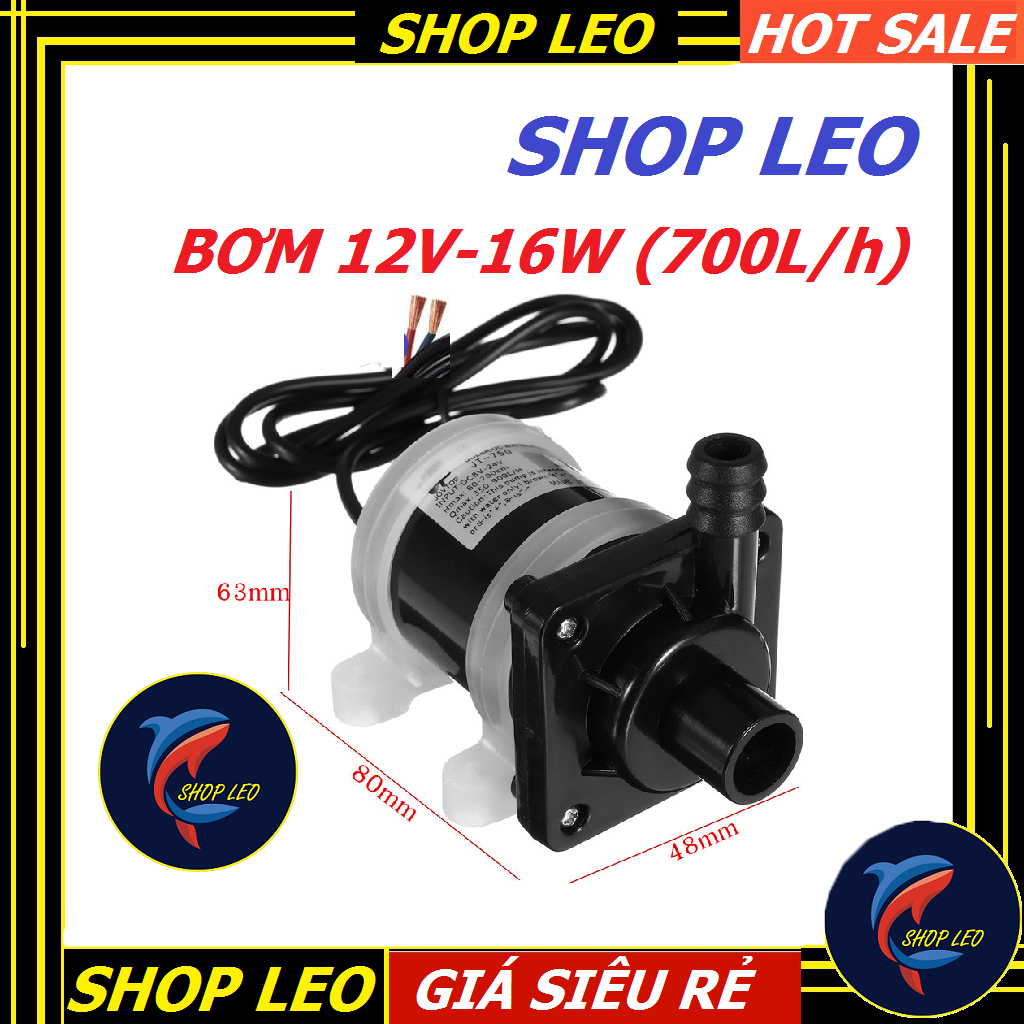 BƠM 12V- 700L/H - BƠM CHÌM MINI - BƠM KHÔNG CHỔI THAN