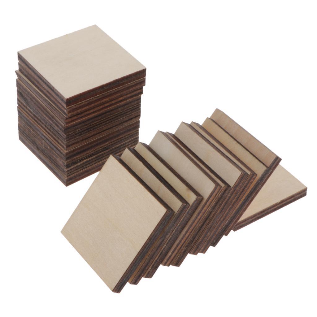 Square Unfinished Wood Pieces Blank Plaque DIY Craft