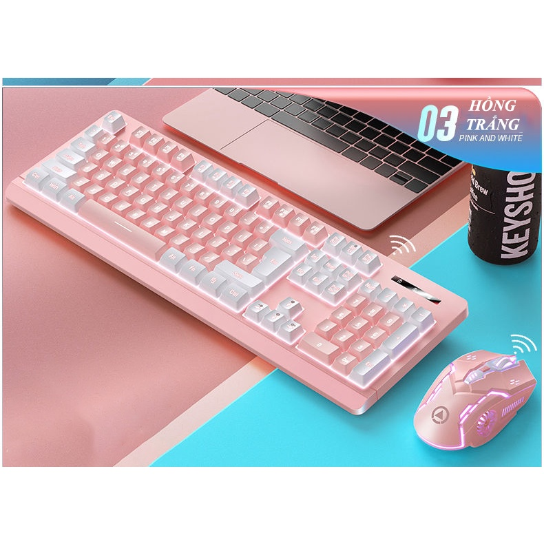 COMBO BÀN PHÍM CHUỘT YD KM-01 KHÔNG DÂY CÓ ĐÈN LED KẾT NỐI BẰNG CHIP USB 2.4G GAMING-HT