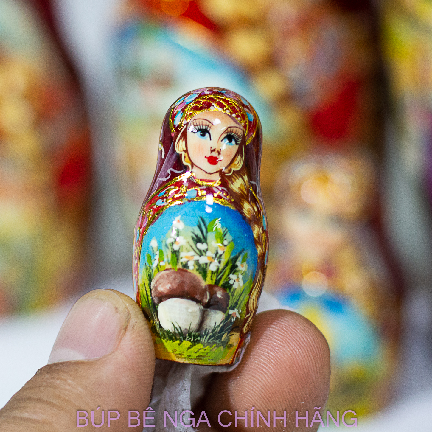 BỘ BÚP BÊ NGA MATRYOSHKA CAO CẤP 7 LỚP 22CM HOA VĂN "THIẾU NỮ THÔN QUÊ NGA" CỰC ĐẸP VÀ NỮ TÍNH, SANG TRỌNG, ĐẸP MẮT