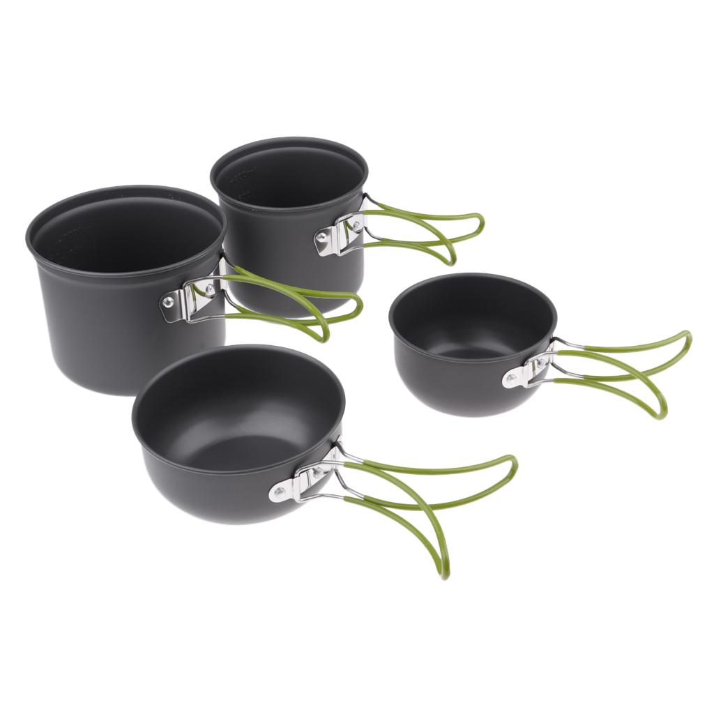 Cookware Travel Outdoor Camping Cooking Picnic Hiking Bowl Pot Pan Set of 4
