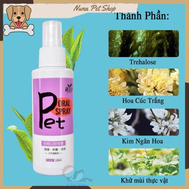 Xịt thơm miệng cho chó mèo Borammy 100ml (Xịt khử mùi, hơi thở thơm mát cho thú cưng)