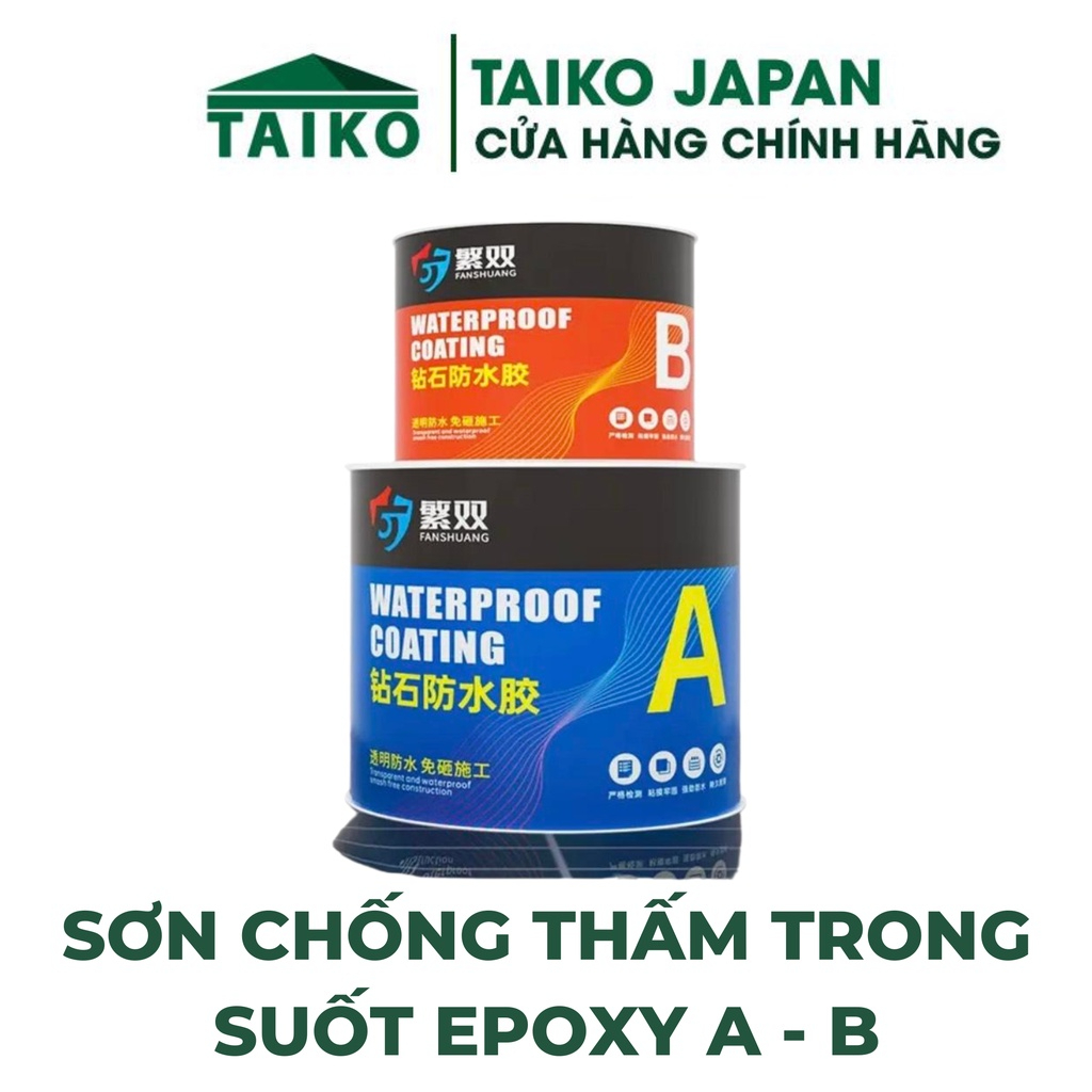 Keo chống thấm Epoxy 2 thành phần A - B trong suốt, sử lý chống thấm mặt sàn nhà vệ sinh, quét bảo vệ gạch men