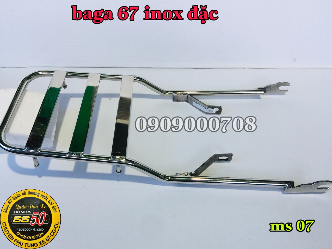 Baga xe 67 inox đặc