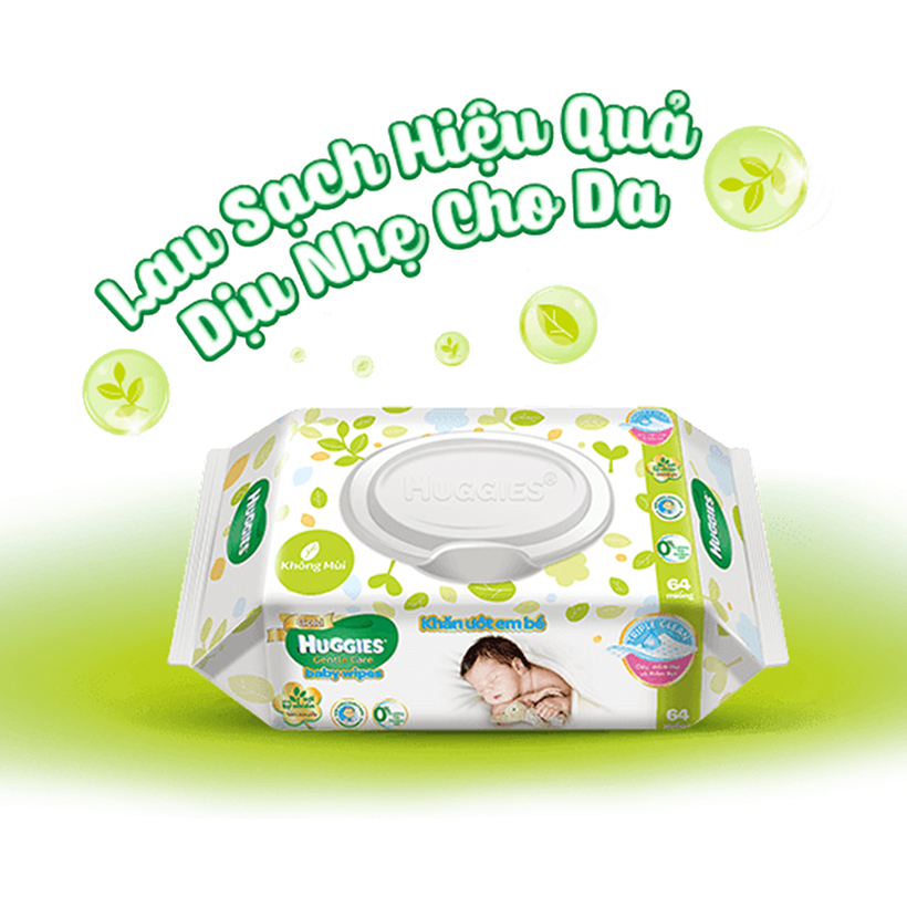 Khăn giấy ướt cho trẻ sơ sinh Huggies không mùi 64 tờ