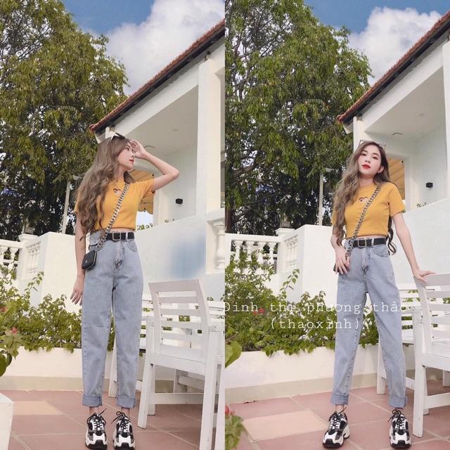Quần baggy bò túi nắp