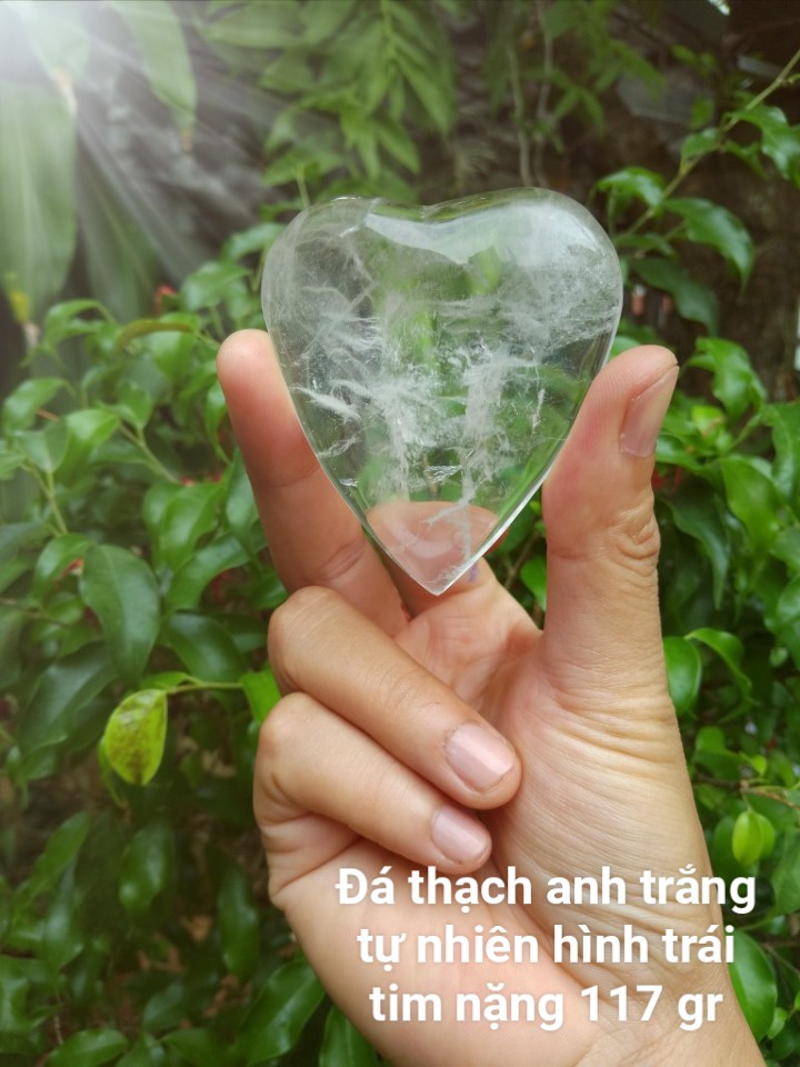 Trái Tim Đá Thach Anh Trắng, Đá Trang Trí, Sưu Tầm, Chặn Giấy - Đá Phong Thủy