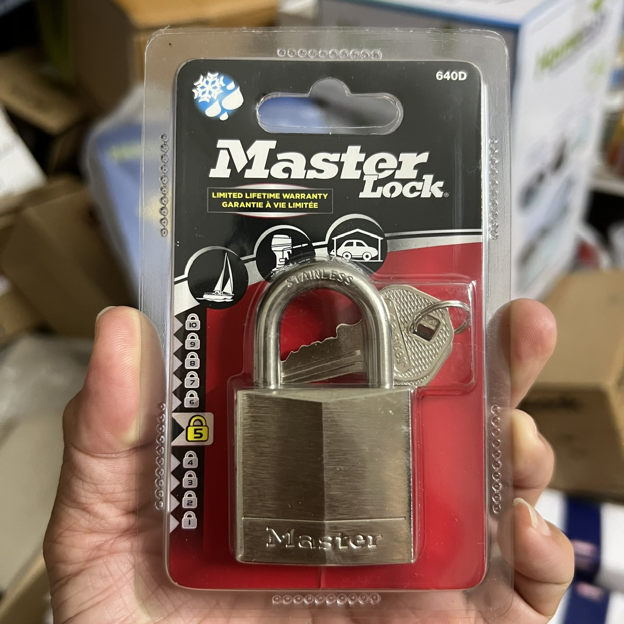 Ổ khóa chống nước Master Lock 640 EURD thân inox 40mm - MSOFT