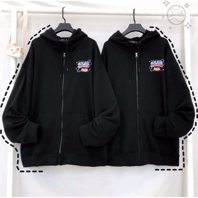 Áo khoác hoodie form rộng phối dây kéo GLOBAL ulzzang ( ảnh thật )