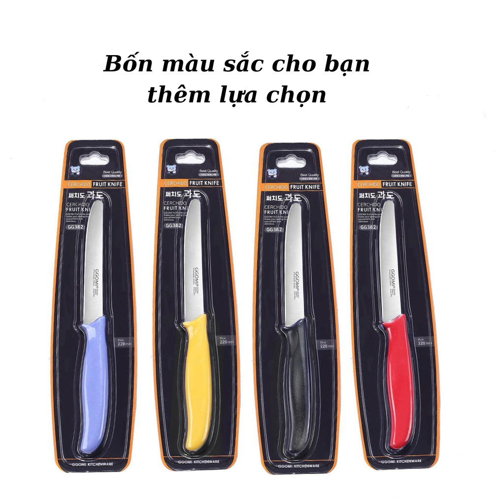 Dao đa năng GGOMi Hàn Quốc GG360. Dùng để gọt trái cây, cắt bánh mỳ, phết bơ. , Lưỡi răng cưa. 4 màu lựa chọn