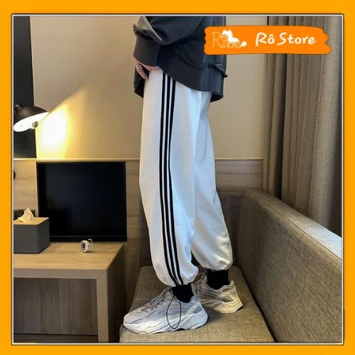 Quần Jogger 3 sọc dây rút Unisex nam nữ mặc được 2 kiểu xuông ống và bo ống RÔ STORE QD14