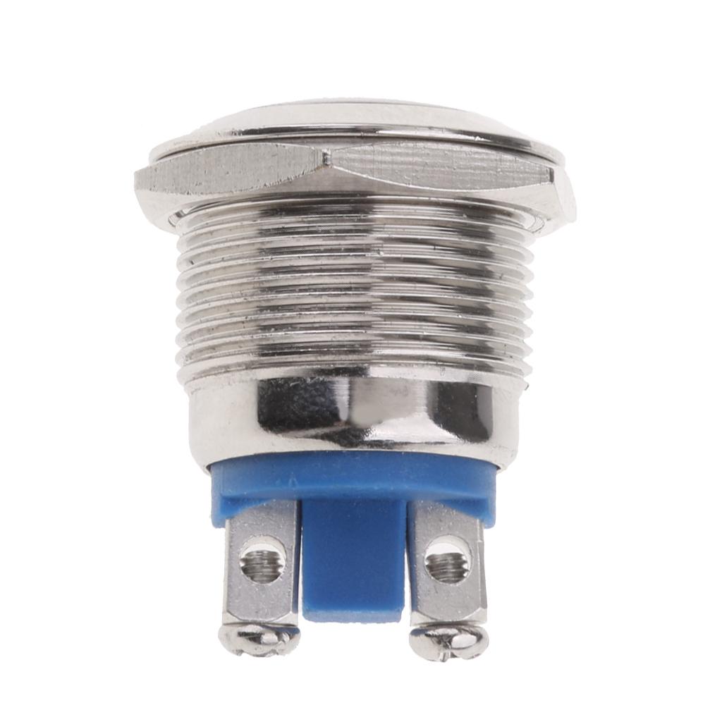 Chống Nước Kim Loại 19mm AC 250V 2A Nút Nhấn Nhất Thời TẮT BẬT-NGÀY