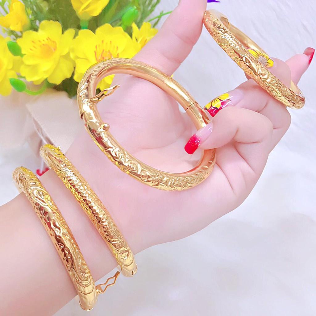 Vòng Tay Nữ Bọng Khóa Gài Mạ Vàng 24K