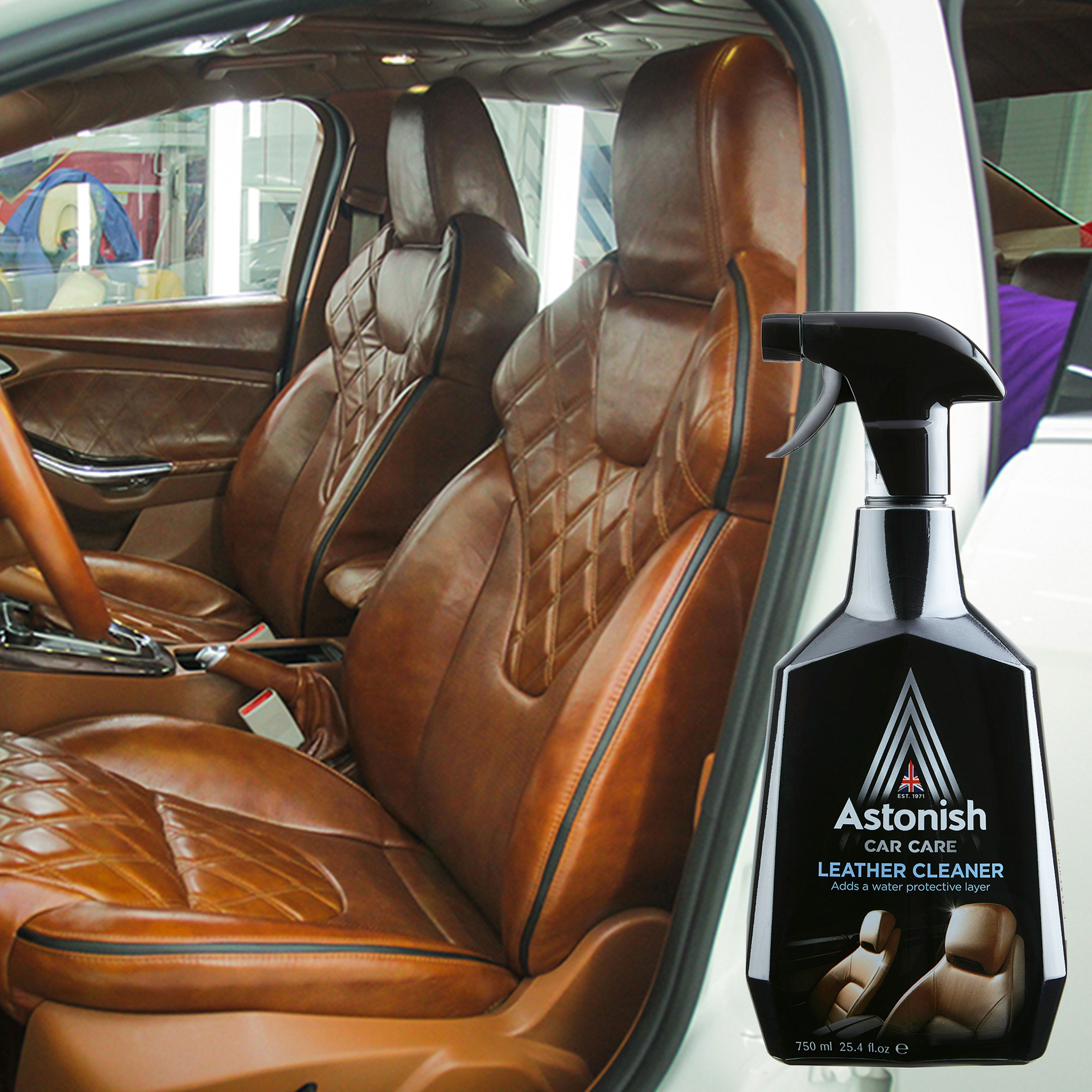 Bình xịt vệ sinh ghế xe ô tô bọc da Astonish C2101 750ml sản cuất tại Anh Quốc àm sạch và bảo dưỡng nội thất ghế xe ô tô bọc da