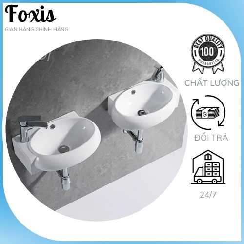 Chậu lavabo rửa mặt MNC246, men sứ trắng bóng kháng khuẩn, kiểu chậu góc treo tường