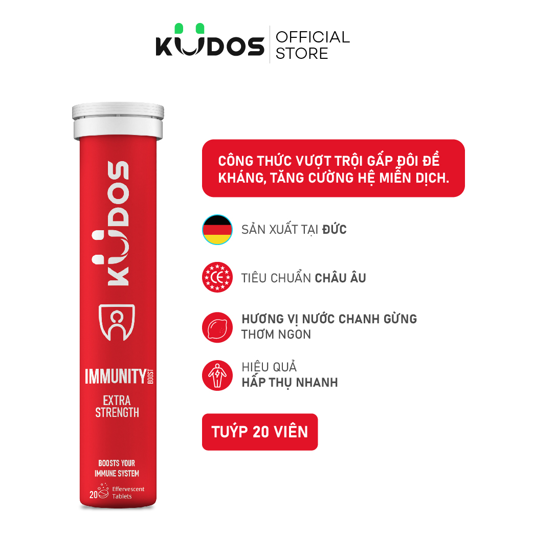 Combo Đề Kháng - Viên sủi KUDOS IMMUNITY gấp đôi đề kháng + Viên sủi vitamin tổng hợp và nhân sâm, Biotin KUDOS DAILY