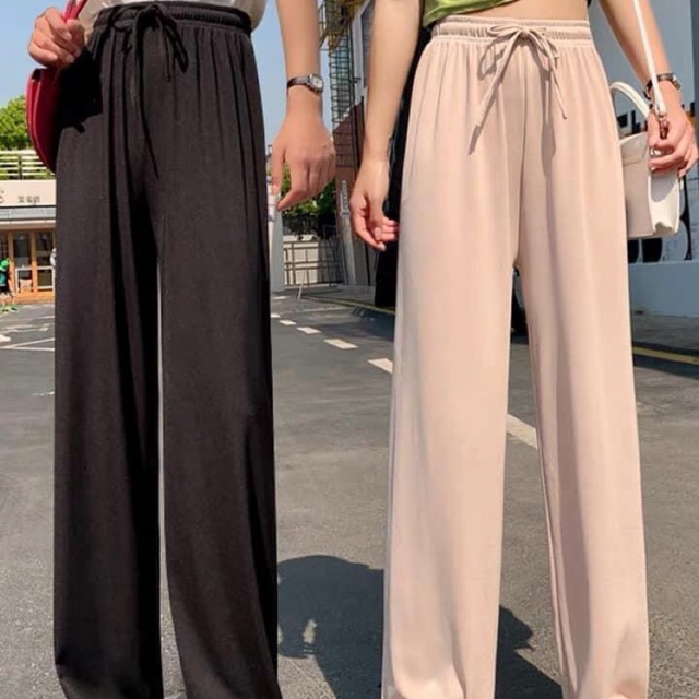 Quần ống rộng culottes vải gân tăm hack dáng cho nữ, chipxinhxk